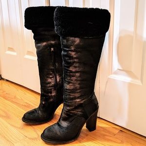 UGG signature black silver hair on cowhide boots